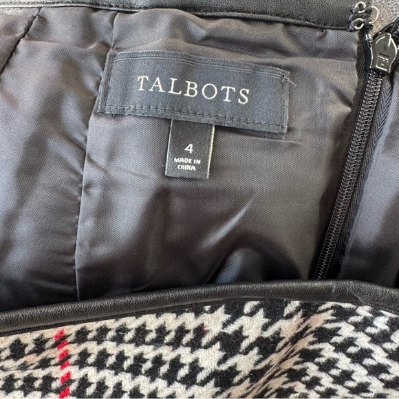 Talbots Vintage Houndstooth Plaid Wool Blend Pencil Skirt Office Holiday Size 4 - Picture 4 of 5